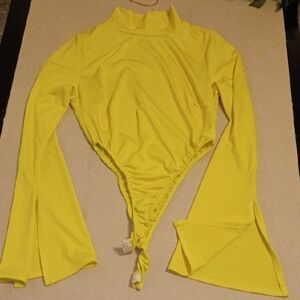 Fashion Nova Yellow Long Sleeve Bodysuit